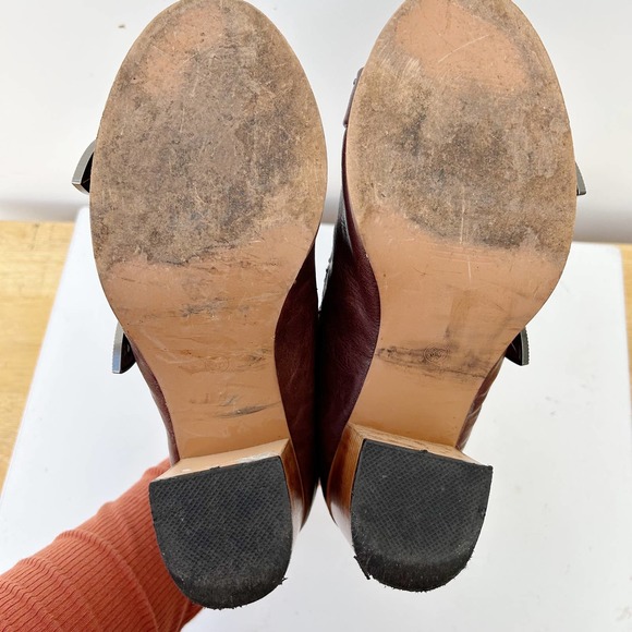 Freebird Violet Lookalikes Belt Buckle Chunky Block Heel Western Booties Size 7 - Picture 11 of 12